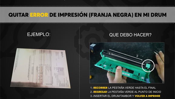 Cómo quitar el error de impresión (franja negra) en el tambor DR1060